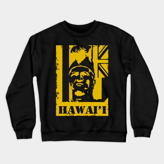 Hawai'i King Kamehameha Mustard Yellow Ink by Hawaii Nei All Day Crewneck Sweatshirt by hawaiineiallday